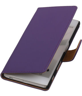 Sony Xperia C5 Ultra - Effen Paars Booktype Wallet Hoesje