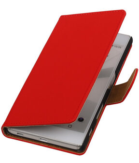 Sony Xperia C5 Ultra - Effen Rood Booktype Wallet Hoesje