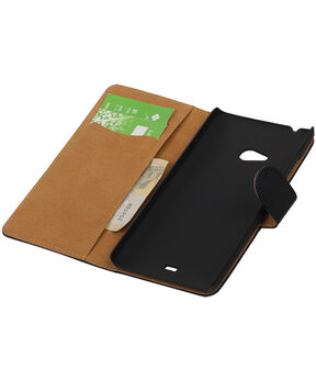 Microsoft Lumia 540 Effen Booktype Wallet Hoesje Zwart