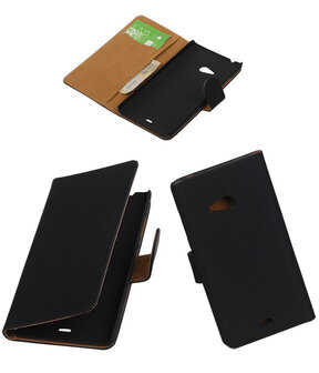 Microsoft Lumia 540 Effen Booktype Wallet Hoesje Zwart