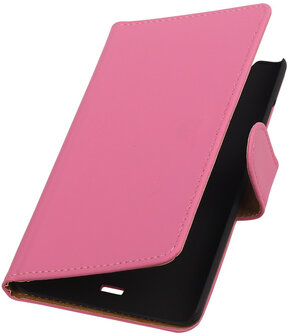 Microsoft Lumia 540 Effen Booktype Wallet Hoesje Roze