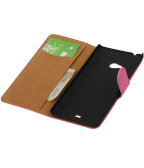 Microsoft Lumia 540 Effen Booktype Wallet Hoesje Roze