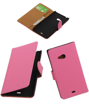Microsoft Lumia 540 Effen Booktype Wallet Hoesje Roze