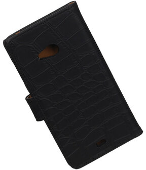 Microsoft Lumia 540 Croco Booktype Wallet Hoesje Zwart