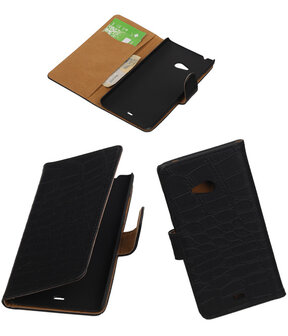 Microsoft Lumia 540 Croco Booktype Wallet Hoesje Zwart