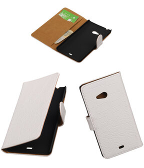 Microsoft Lumia 540 Croco Booktype Wallet Hoesje Wit