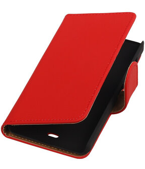 Microsoft Lumia 430 Effen Booktype Wallet Hoesje Rood