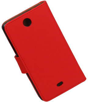 Microsoft Lumia 430 Effen Booktype Wallet Hoesje Rood