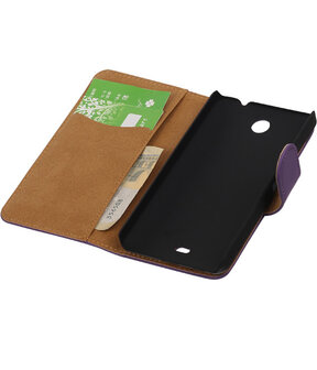 Microsoft Lumia 430 Effen Booktype Wallet Hoesje Paars