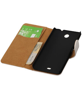 Microsoft Lumia 430 Effen Booktype Wallet Hoesje Wit