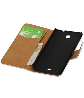 Microsoft Lumia 430 Croco Booktype Wallet Hoesje Wit