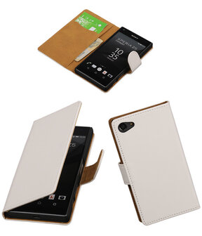 Sony Xperia Z5 Compact - Effen Wit Booktype Wallet Hoesje