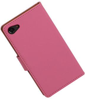 Sony Xperia Z5 Compact - Effen Roze Booktype Wallet Hoesje