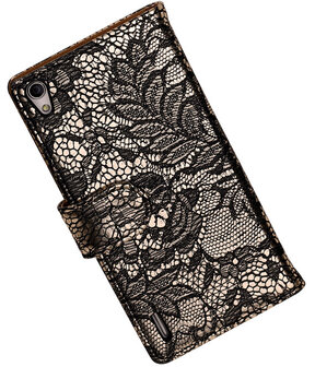 Huawei Ascend P7 - Lace Zwart Booktype Wallet Hoesje