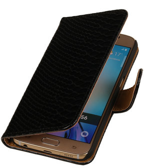 Samsung Galaxy S4 Mini - Slang Zwart Bookstyle Wallet Hoesje