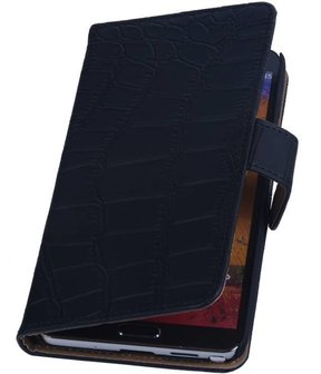 Samsung Galaxy Note 3 Neo - Croco Zwart Booktype Wallet Hoesje