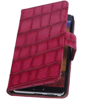 Samsung Galaxy Note 3 Neo - Croco Roze Booktype Wallet Hoesje