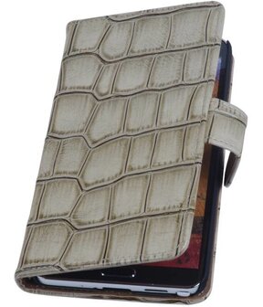 Samsung Galaxy Note 3 Neo - Croco Beige Booktype Wallet Hoesje