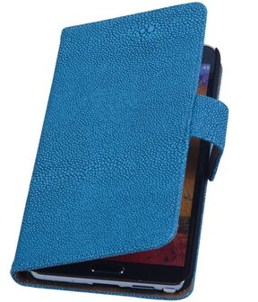 Samsung Galaxy Note 3 Neo - Ribbel Blauw Booktype Wallet Hoesje