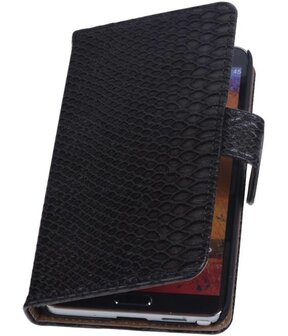 Samsung Galaxy Note 3 Neo - Slang Zwart Booktype Wallet Hoesje