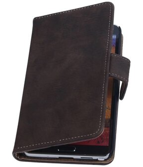 Samsung Galaxy Note 3 Neo - Hout Donker Bruin Booktype Wallet Hoesje