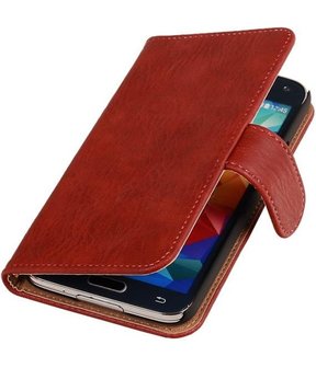 Samsung Galaxy Note 3 Neo - Hout Rood Booktype Wallet Hoesje