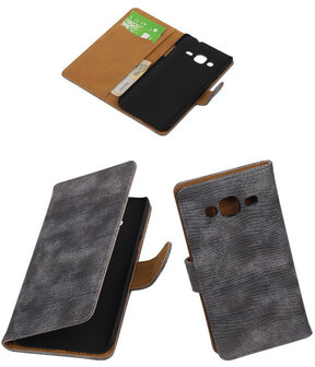 Samsung Galaxy J3 - Mini Slang Grijs Booktype Wallet Hoesje