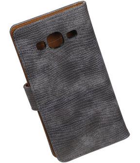 Samsung Galaxy J3 - Mini Slang Grijs Booktype Wallet Hoesje