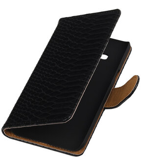 Samsung Galaxy J3 - Slang Zwart Booktype Wallet Hoesje