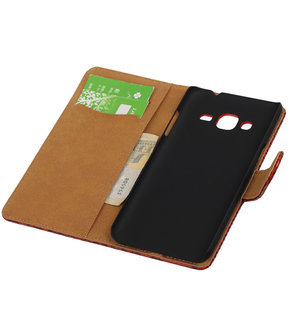 Samsung Galaxy J3 - Slang Rood Booktype Wallet Hoesje