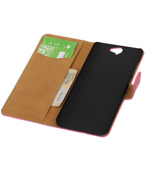 HTC One A9 - Effen Roze Booktype Wallet Hoesje