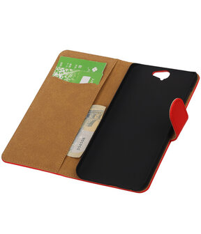 HTC One A9 - Effen Rood Booktype Wallet Hoesje