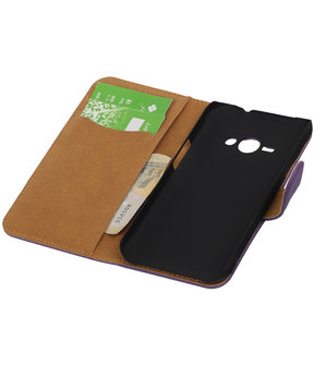 Samsung Galaxy J1 Ace - Effen Paars Booktype Wallet Hoesje