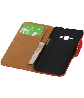 Samsung Galaxy J1 Ace - Effen Rood Booktype Wallet Hoesje