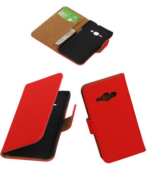 Samsung Galaxy J1 Ace - Effen Rood Booktype Wallet Hoesje