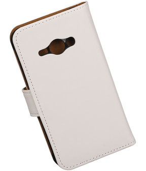 Samsung Galaxy J1 Ace - Effen Wit Booktype Wallet Hoesje
