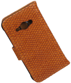 Samsung Galaxy J1 Ace - Slang Bruin Booktype Wallet Hoesje