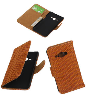 Samsung Galaxy J1 Ace - Slang Bruin Booktype Wallet Hoesje