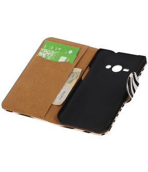 Samsung Galaxy J1 Ace - Zebra Booktype Wallet Hoesje