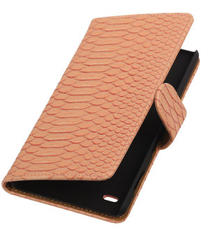Huawei Ascend Y550 - Slang Roze Booktype Wallet Hoesje