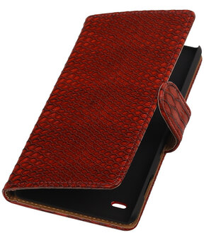 Huawei Ascend Y550 - Slang Rood Booktype Wallet Hoesje