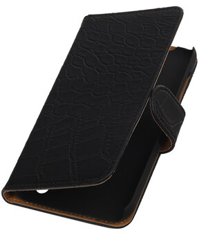 Huawei Y625 - Krokodil Zwart Booktype Wallet Hoesje