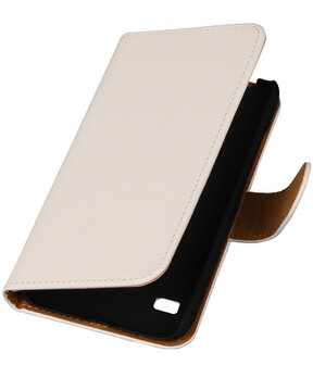 Wit Huawei Ascend Y550 Book/Wallet Case/Cover