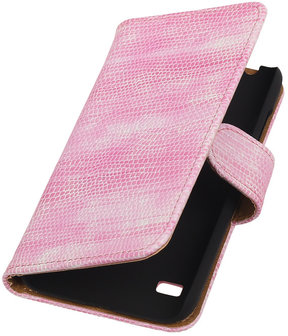 Huawei Ascend Y550 Booktype Wallet Hoesje Mini Slang Roze