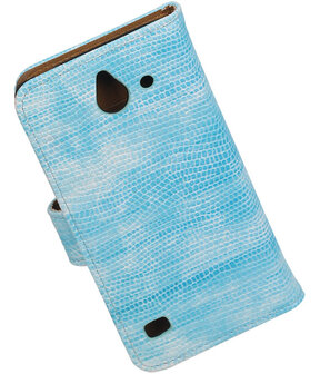 Huawei Ascend Y550 Booktype Wallet Hoesje Mini Slang Blauw