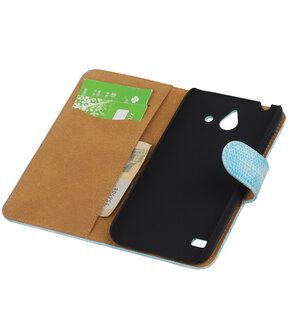 Huawei Ascend Y550 Booktype Wallet Hoesje Mini Slang Blauw
