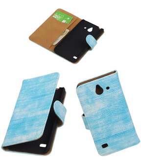 Huawei Ascend Y550 Booktype Wallet Hoesje Mini Slang Blauw