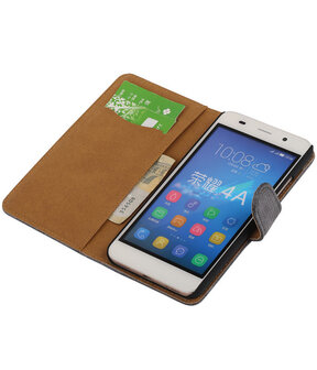 Huawei Honor 4A - Mini Slang Grijs Booktype Wallet Hoesje