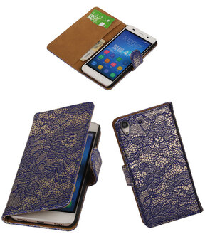Huawei Honor Y6 - Lace Blauw Booktype Wallet Hoesje