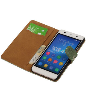 Huawei Honor Y6 - Lace Donker Groen Booktype Wallet Hoesje